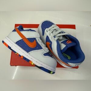 Kids Nike Dunk Low. White, Blue & Orange Low-Top Sneakers